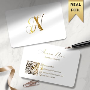 Gold Foil Double Sided Business Cards with QR Code