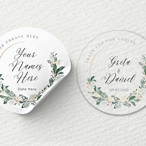 Printed Round Stickers Personalised | Floreal Theme | 25mm, 45mm | Matte, Glossy, Transparent/Clear | Business, Events, Wedding