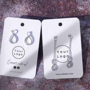 Printed Earring Card Personalised with Logo, QR Code, Social Media & Details | Tag, Label, Display