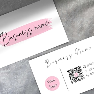 QR-Code gedruckte Visitenkarten personalisiert Rosa Pinsel Thema Doppelseitig Füge Logo und Social Media Details hinzu Squared