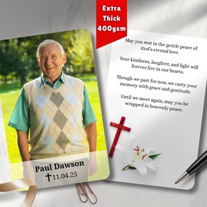 Printed Funeral Cards Customised for You | Double Sided | Classic | Giveaway Card | Your Pray on the Back | Thick Card 400gsm