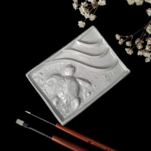 WATERCOLOR PALETTE  |  Sea Turtle non ceramic paint palette for artist  | 4 wells  || 3.5 | PP-001TURTLE