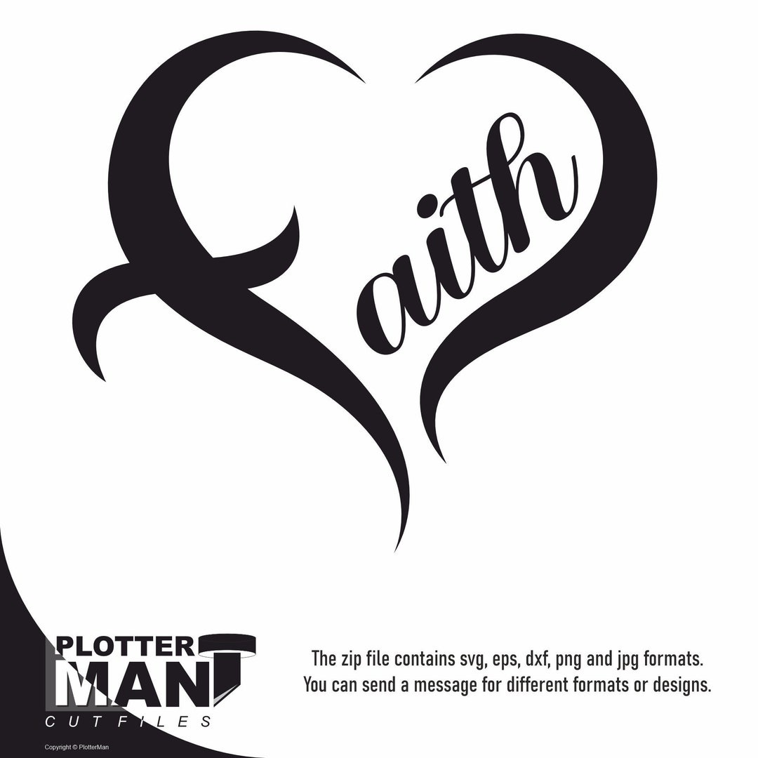 Faith Open Heart SVG Faith Heart PNG EPS Dxf Jpg Cut Etsy