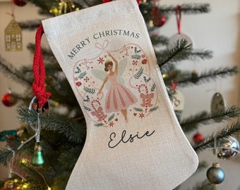Personalised Fairy Stocking | Sugar Plum Fairy Stocking| Nutcracker Christmas Toy Stocking