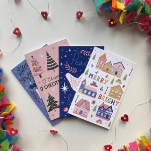 Weihnachtskarten 4er oder 8er | Handbebilderte Weihnachtskarten | Weihnachtskarten Set