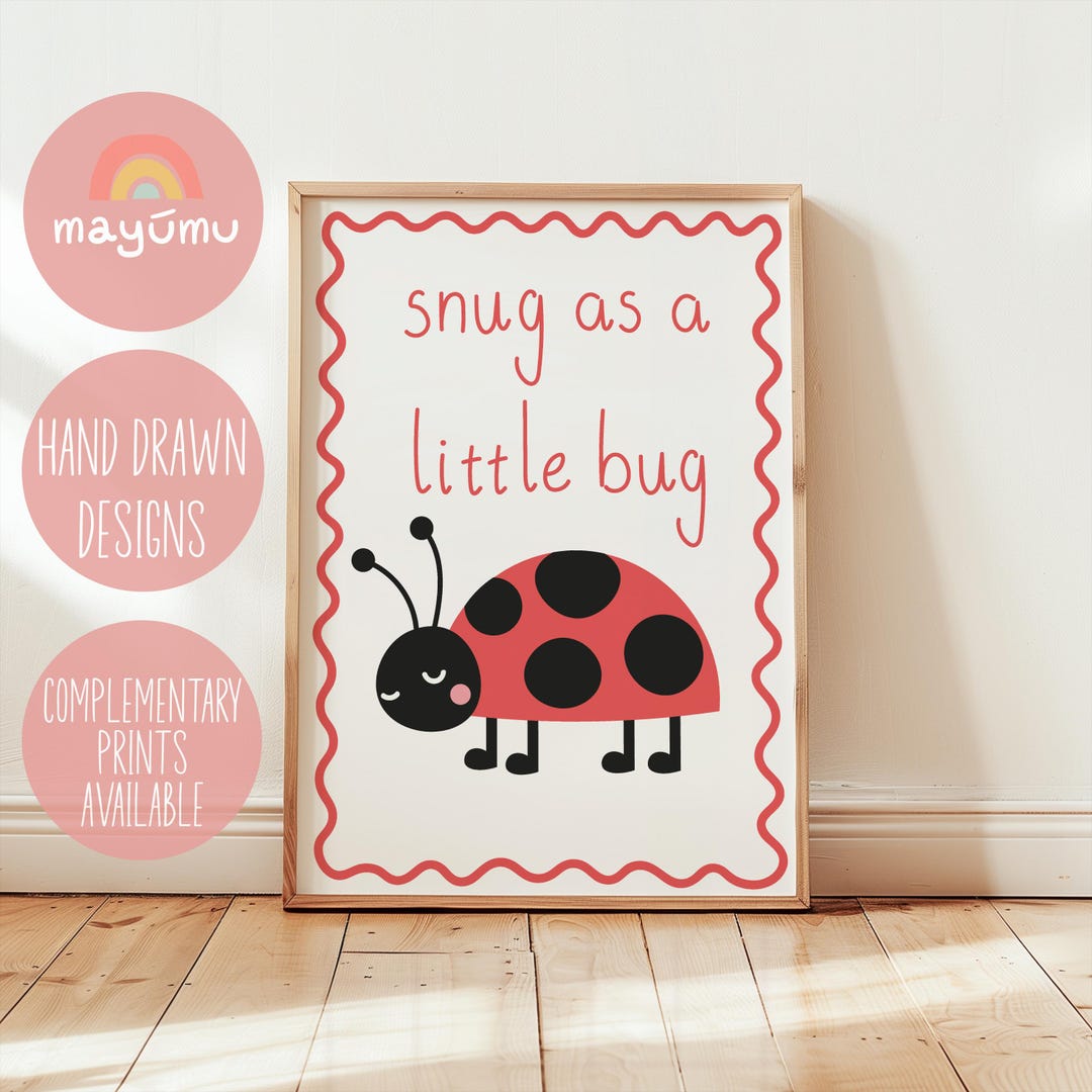 Snug as a Bug Nursery Print | Ladybug Wall Art for Kids | Ladybird ...