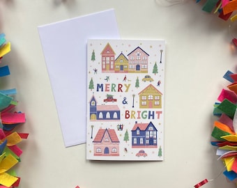 Christmas Village Card | Hand Illustrated Christmas Cards | Fun Christmas Cards