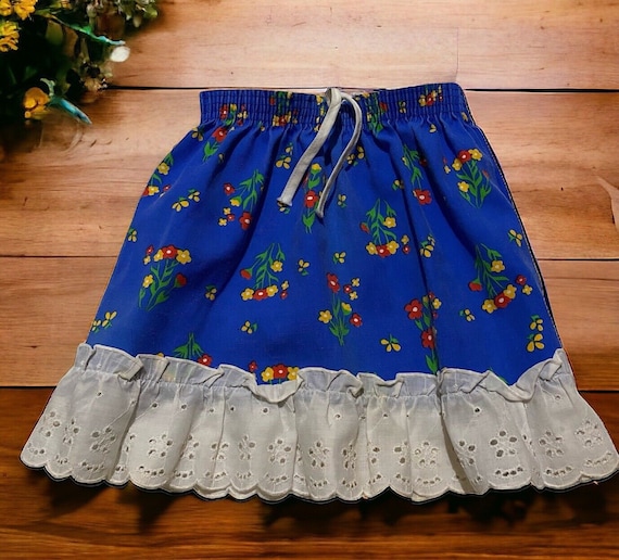 Vintage Jc Penney Girls Sz 5 Floral Skirt Ruffle … - image 1