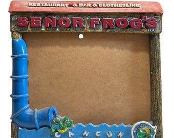 Vintage Senor Frogs Cancun Mexico 10x11 Picture Frame Wall Hanging Photo