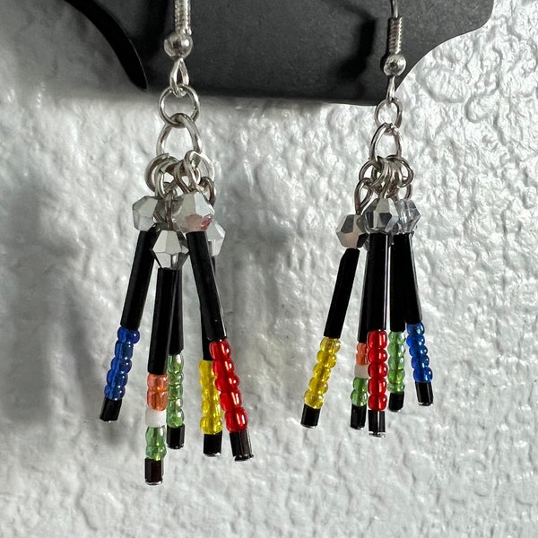 OT5 One Direction Mics Beaded Earrings