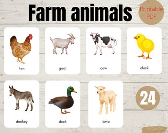 Farm Animals Flashcards Farm Animals Montessori Cards - Etsy Farm Animals Flashcards Farm Animals Montessori Cards - Etsy