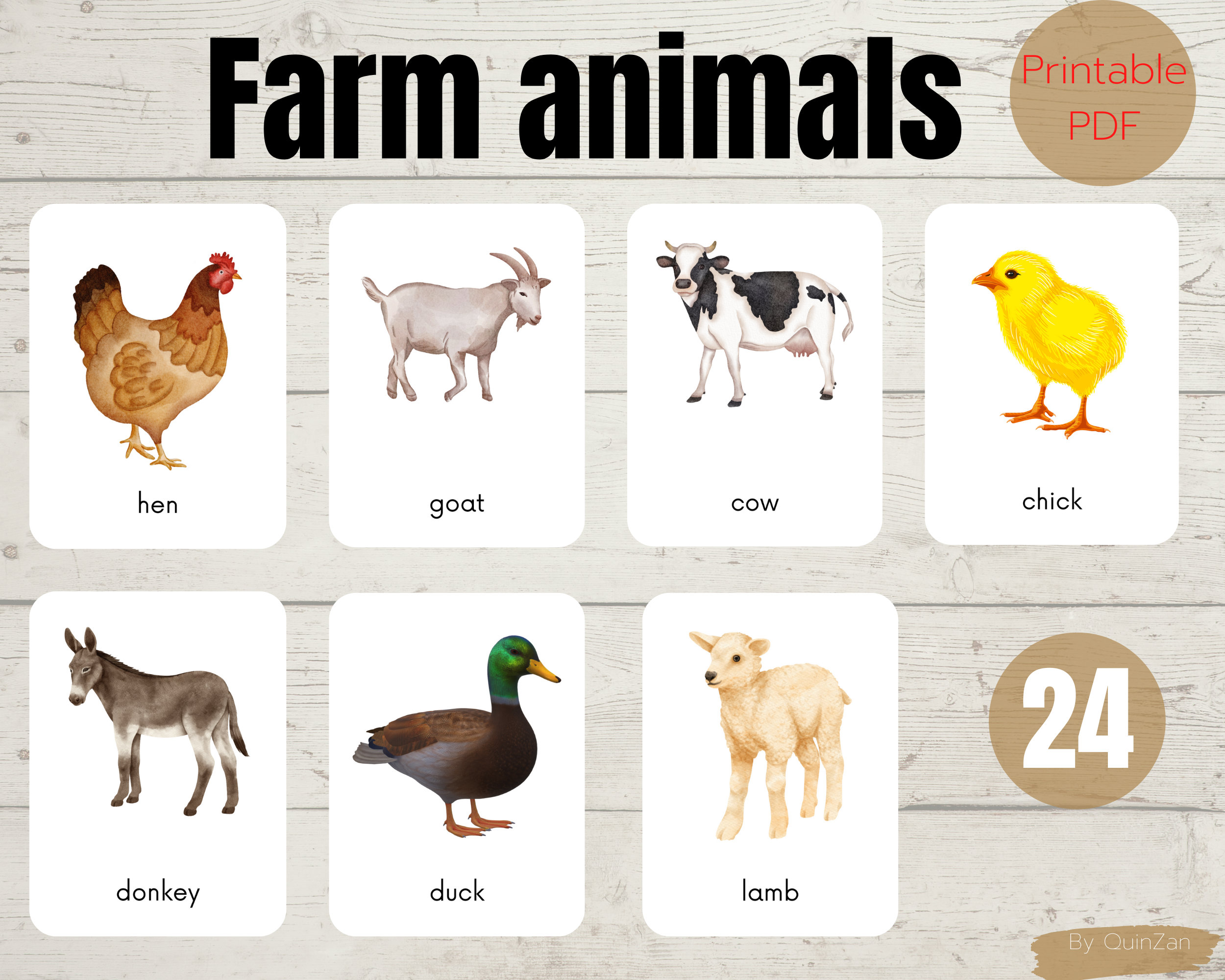 Farm Animals Flashcards Farm Animals Montessori Cards - Etsy Farm Animals Flashcards Farm Animals Montessori Cards - Etsy