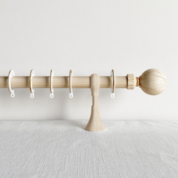 Wood Color Side Mount Single Bracket Curtain Rod, metal curtain rod, customizable curtain rod.