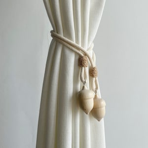 Acorn Curtain Ties, Cotton Curtain Ties, Log Acorn Trim, Home Decor, Curtain Ties.