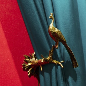 Peacock Brass Curtain Ties, Brass Hooks, Antique Brass, Curtain Ties.