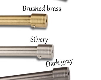 Recessed curtain rods, brass doorway curtain rods, custom-size café curtain poles