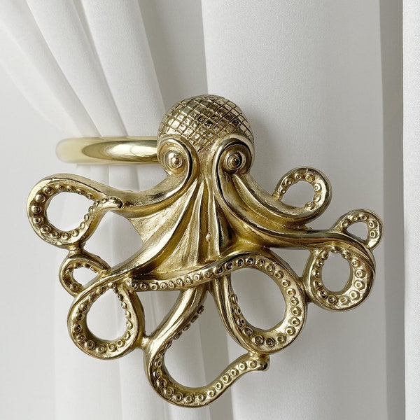 Octopus Gardinenhaken, Gold Gardinenhaken, Messinghaken.
