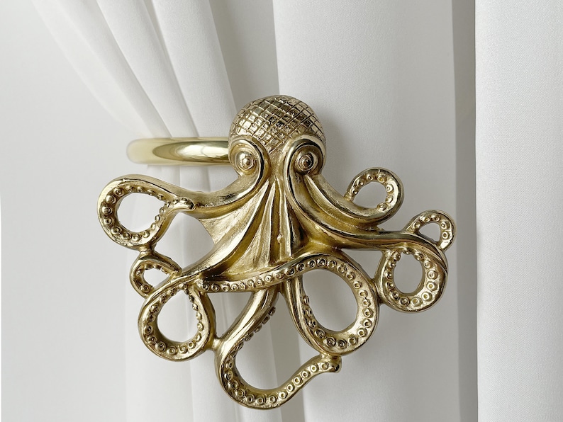 Octopus Curtain Hooks Gold Curtain Hooks Brass Hooks. Etsy