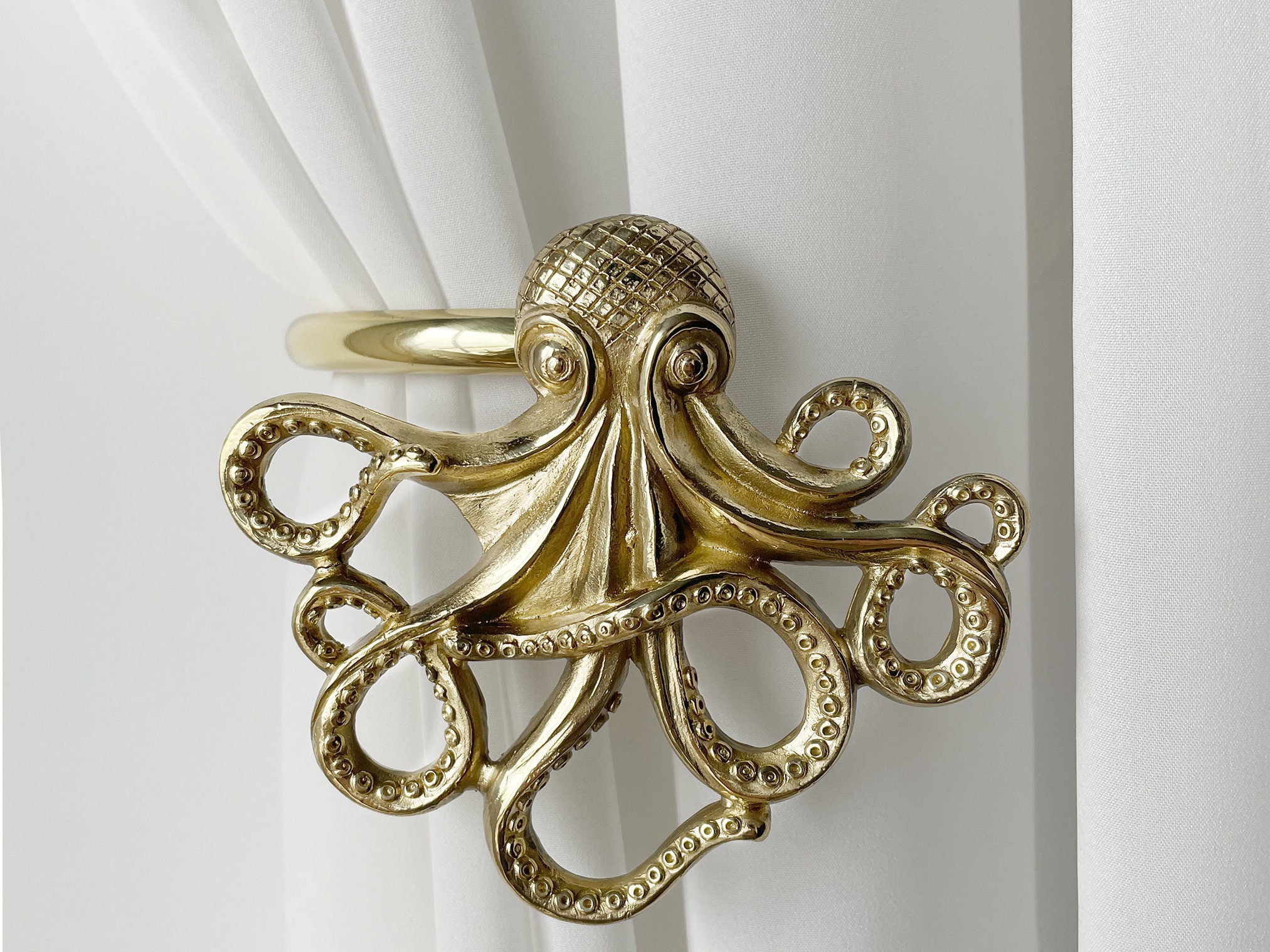 Octopus Curtain Hooks, Gold Curtain Hooks, Brass Hooks. 