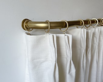 Brass-colored  Curtain Rods, Metal Curtain Rods, One Piece Curtain Rods, Custom Size Curtain Rods.