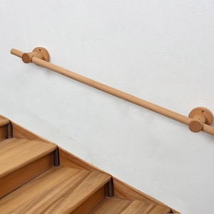 Solid wood stair handrails, eco-friendly stair handrails, wooden handrails, home decoration, log handrails, corridor handrails.