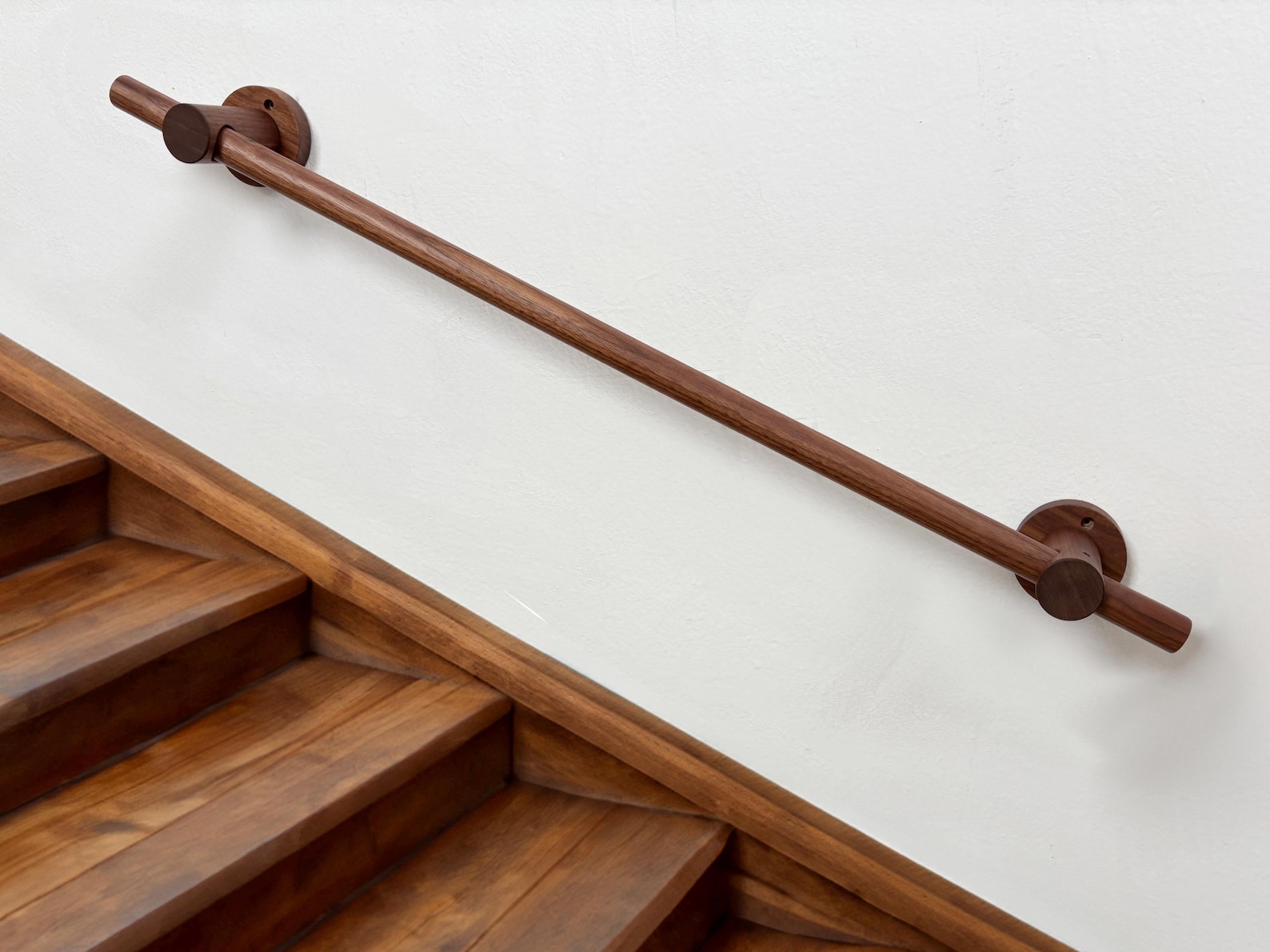 Wooden stair handrail