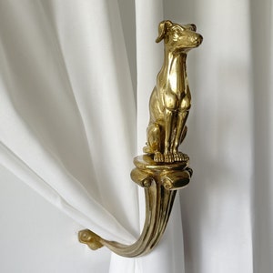 Dog Brass Curtain Ties, Brass Hooks, Curtain Ties, Curtain Plugs, Brass Shades.