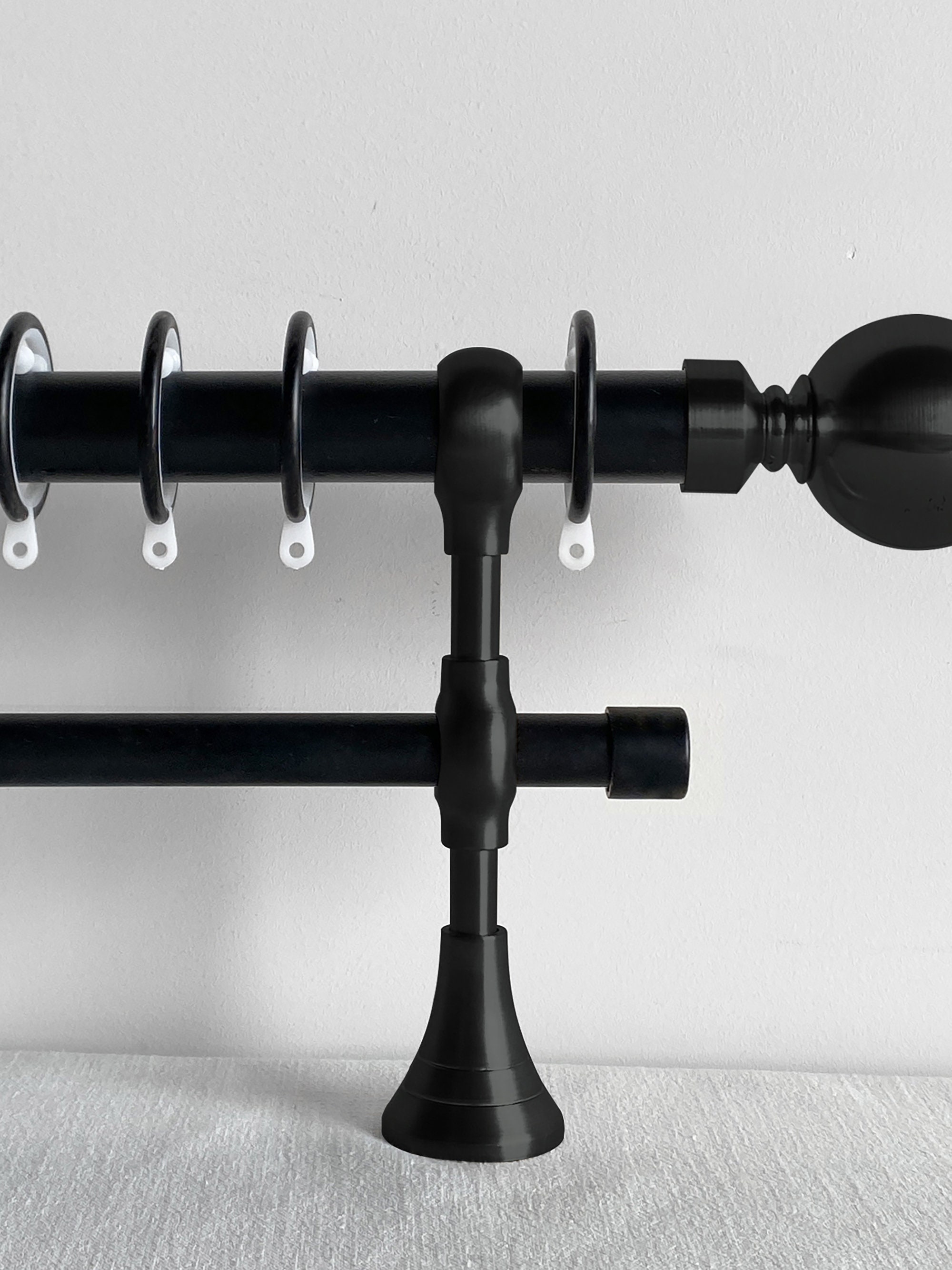 Black Side Mount Double Bracket Curtain Rod Custom Size Etsy