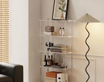 Scaffale portaoggetti moderno in acrilico trasparente - Espositore minimalista a più livelli, organizer per soggiorno e ufficio domestico - Disponibile in varie misure