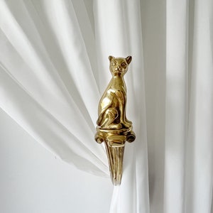 Brass Cat Curtain Ties, Curtain Hooks, Metal Hooks, Curtain Ties, Brass.