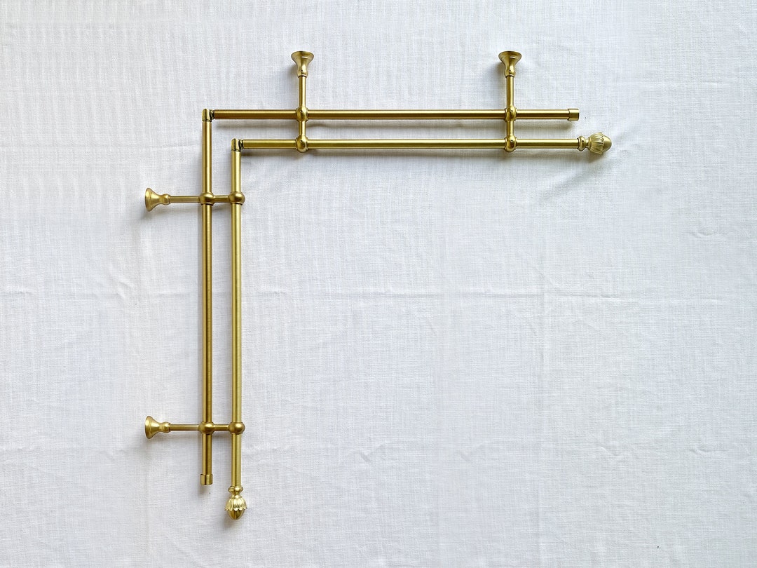 Lshaped Curtain Rod Double Bracket Curtain Rod Metal Etsy