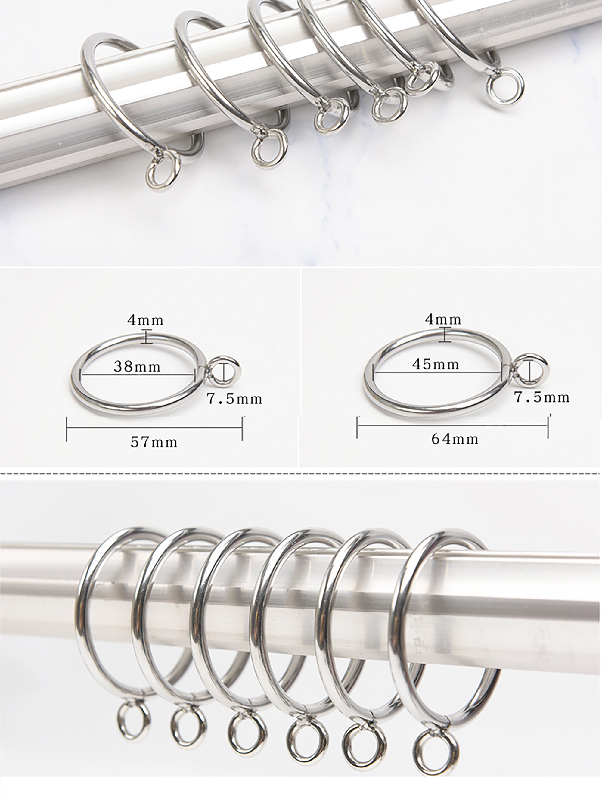 Stainless Steel Metal Curtain Rings, Metal Rings, Curtain Rod Rings ...