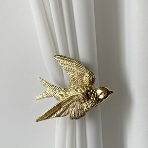Swallow Brass Curtain Hooks, Gold Curtain Hooks, Curtain Ties, Gift for Mom