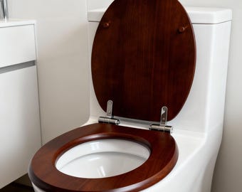 Funda de asiento de inodoro de madera marrón, resistente al agua y a la humedad.