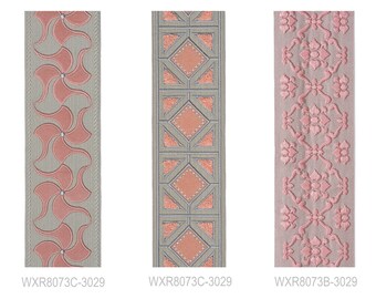 Pink suede trim, curtain trim, throw pillow trim, embroidery trim.