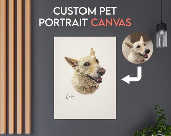 Custom Pet Portrait Canvas | Made Using Photo Of Pet | Custom Dog Portrait Canvas | Cat Portrait Dog Drawing All Types of Pets Personalized