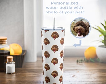 Gepersonaliseerde waterfles voor huisdieren | Gemaakt met foto van huisdier | Aangepaste hondenwaterfles | Alle huisdieren gepersonaliseerde drinkfles voor huisdieren