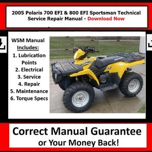 Fits Polaris -  2005 Polaris 700 EFI & 800 EFI Sportsman Technical Service Repair Manual - Download Now