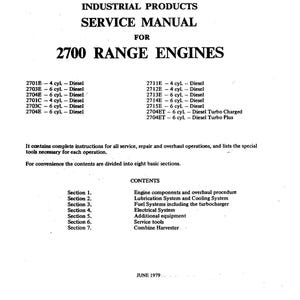 Download Now - 1979 Engine Technical Workshop Repair Manual 2700 Series Diesel 4 & 6 Cyl