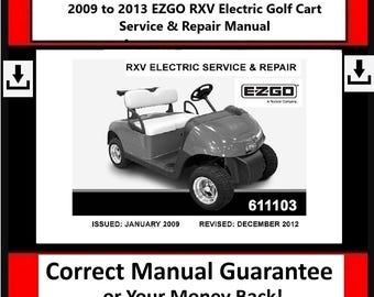 Pasuje do EZGO - 2009 do 2013 RXV Elektryczny wózek golfowy Instrukcja serwisowa i naprawcza - 192 strony