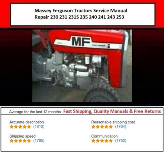 Adatto per MF 230 231 231S 235 240 241 243 253 Manuale di assistenza trattori Massey Ferguson