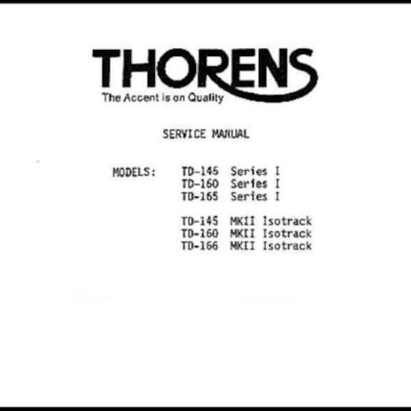 1975-1976 Thorens Stereo Turntable TD145-I, TD160-I, TD165-I, TD-145-MKII, TD-160-mkII & td-166-mkII Owners Instruction Manual
