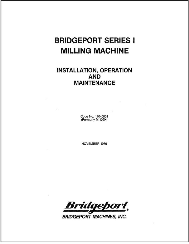 Milling Machines Operator & Maintenance Manual Bridgeport Etsy