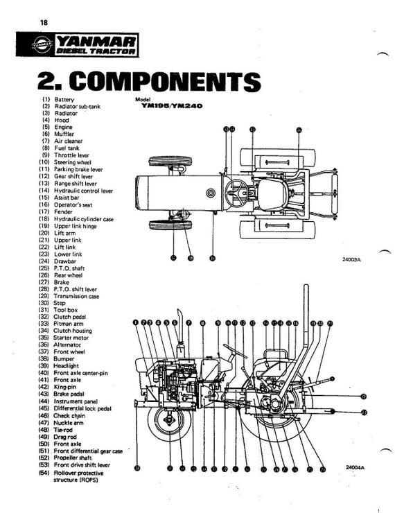 ヤンマーに適合 - YM195D YM240 ディーゼルトラクター操作マニュアル