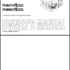 Fits Kawasaki -  Owners Operators Instruction Maintenance Manual  17HP FH541V & FH580V V- Twin Kawasaki