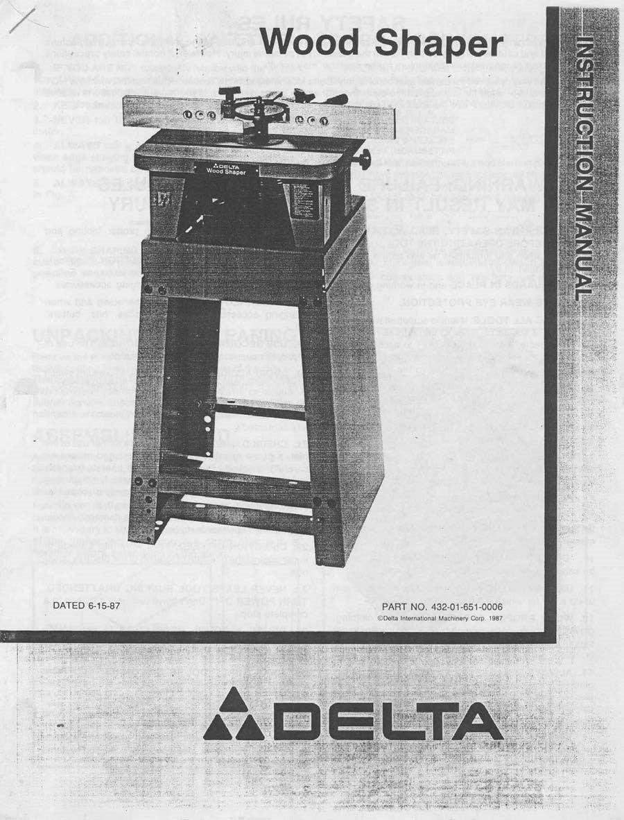 43-120 Wood Shaper Operator's Instructions Manual Rockwell Delta 43-120 