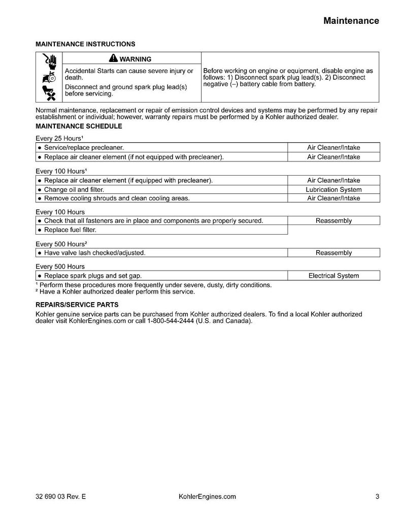 ENGINE Repair Manual KOHLER KT715 KT745 ENGINE Etsy