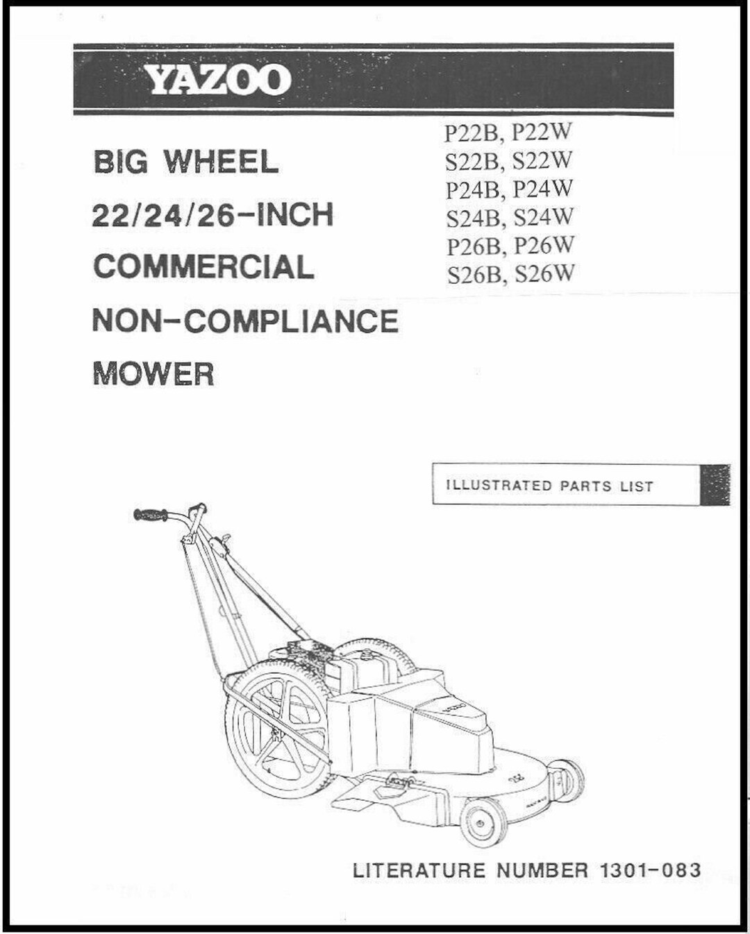 Big Wheel Yazoo 22 24 26 Inch Lawn Mower P22 S22 P24 P26 Service Parts