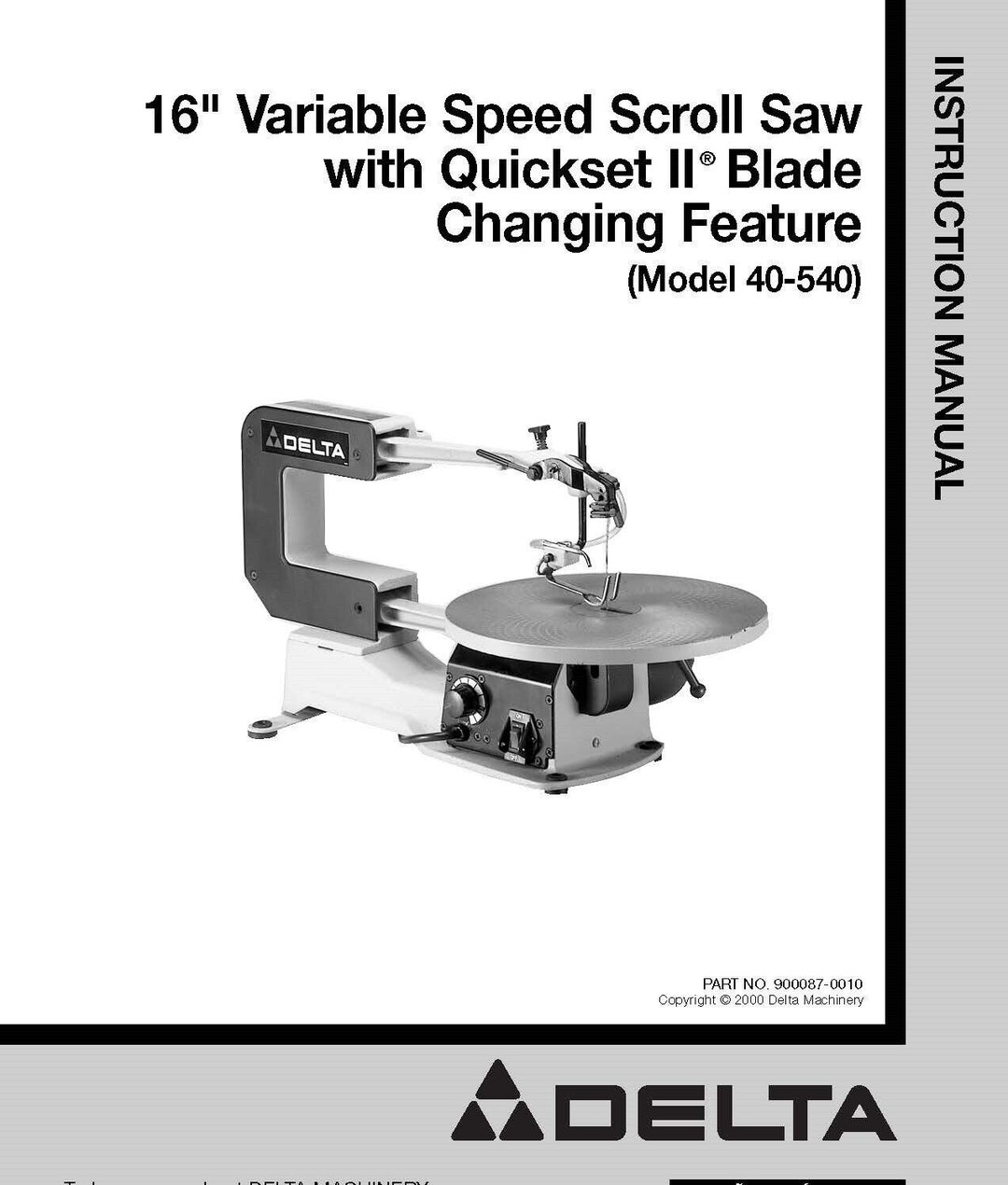 Instruction Manual Delta 16 Scroll Saw No. 40540 Etsy