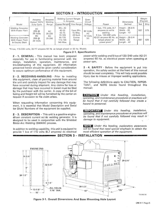 Owner & Parts Manual Miller AEAD-200 200E 200L 200LE Welder - Etsy